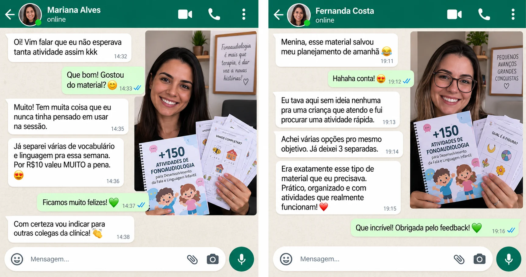 Depoimentos de Mariana Alves e Fernanda Costa sobre as atividades