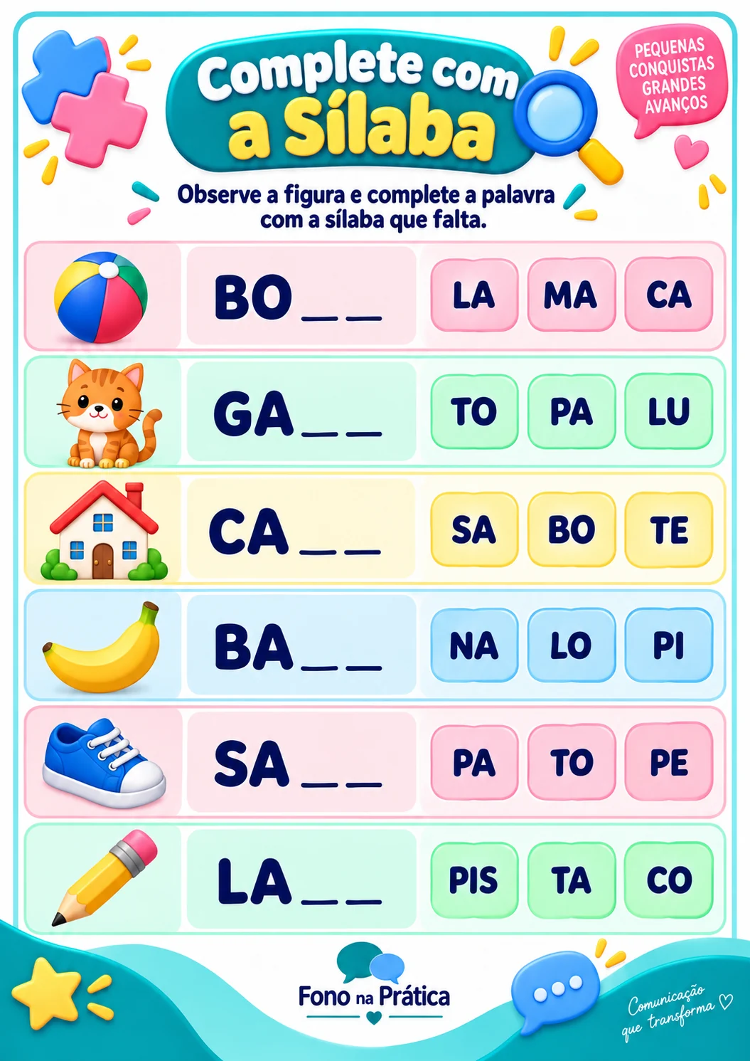 Atividade Complete com a Sílaba