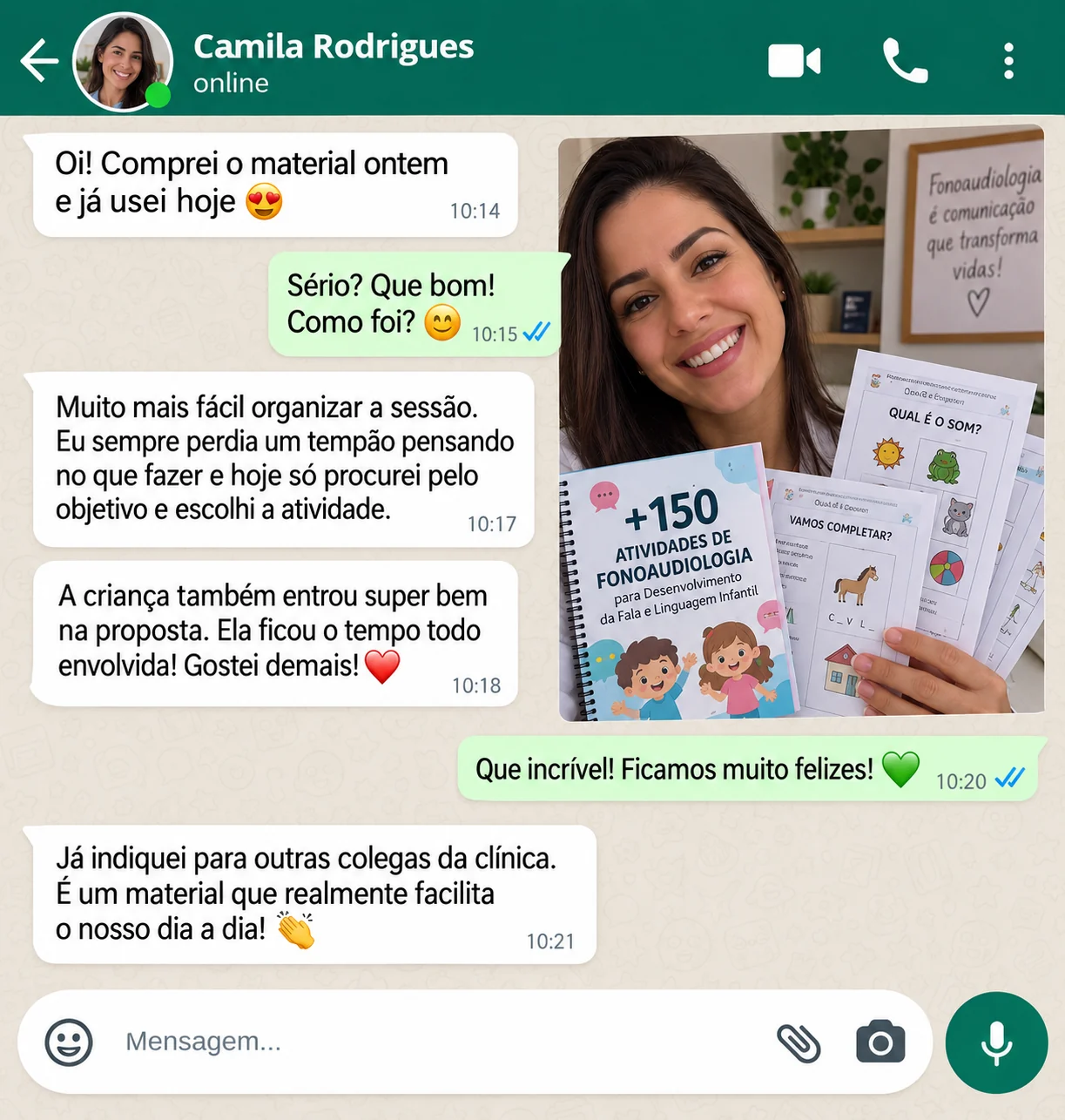 Depoimento de Camila Rodrigues sobre as atividades